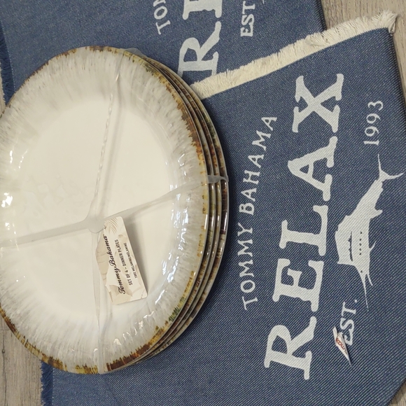 Tommy Bahama Dining Tommy Bahama Dinner Plates Set Of 4 Melamine New Gray Brown Coastal Chic